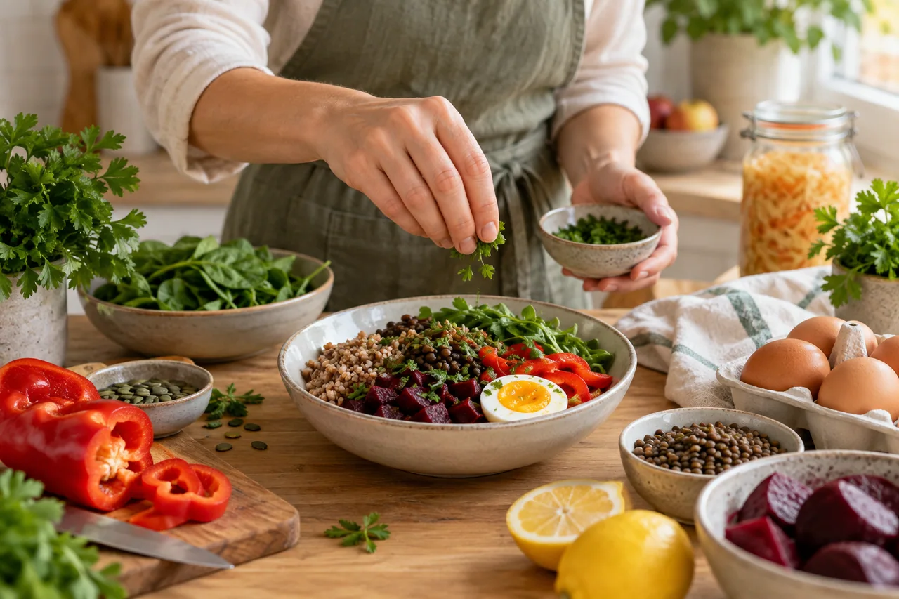 Dieta przy anemii - hub dietetyczny Dieta przy anemii - edukacyjna ilustracja dietetyczna