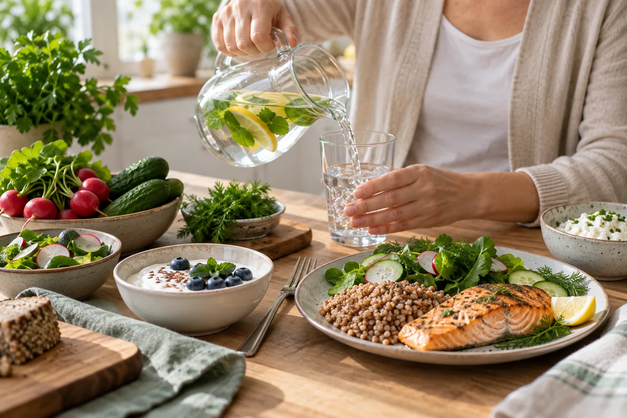 Dieta przy dnie moczanowej - hub dietetyczny Dieta przy dnie moczanowej - edukacyjna ilustracja dietetyczna