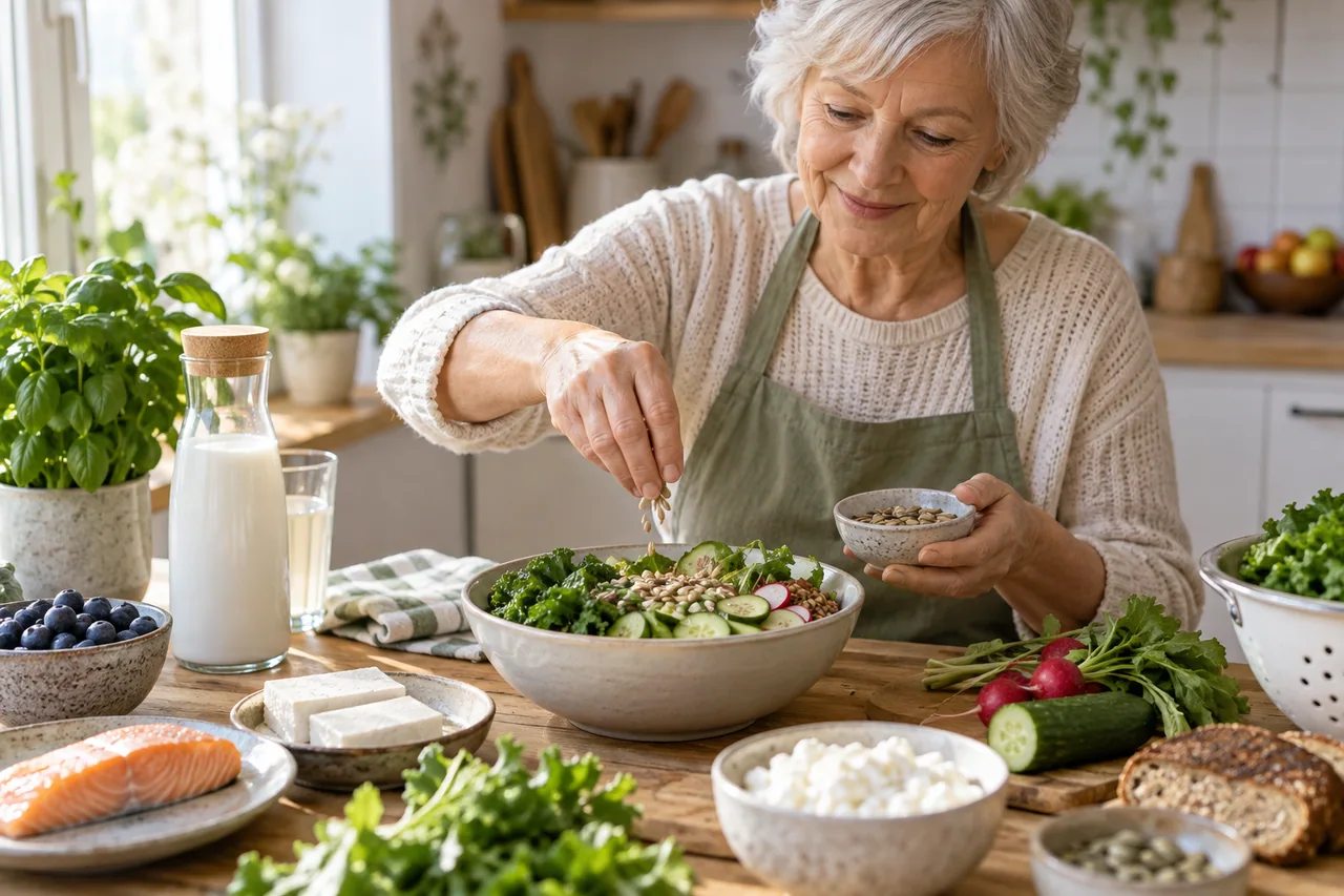 Dieta przy osteoporozie - hub dietetyczny Dieta przy osteoporozie - edukacyjna ilustracja dietetyczna