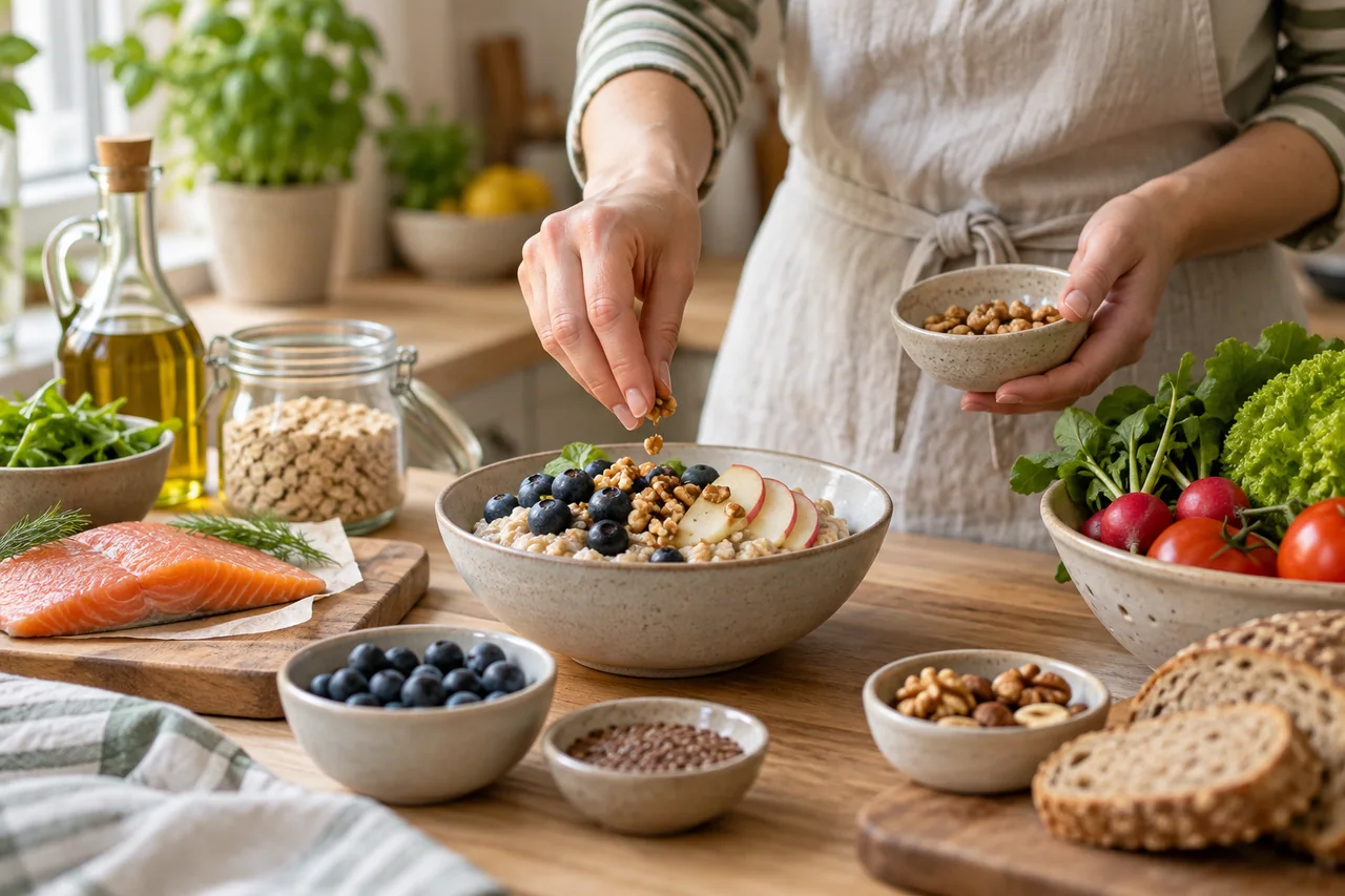 Dieta przy wysokim cholesterolu - hub dietetyczny Dieta przy wysokim cholesterolu - edukacyjna ilustracja dietetyczna