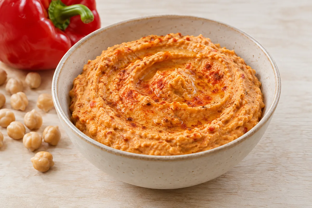 hummus paprykowy — przykładowy wygląd produktu
