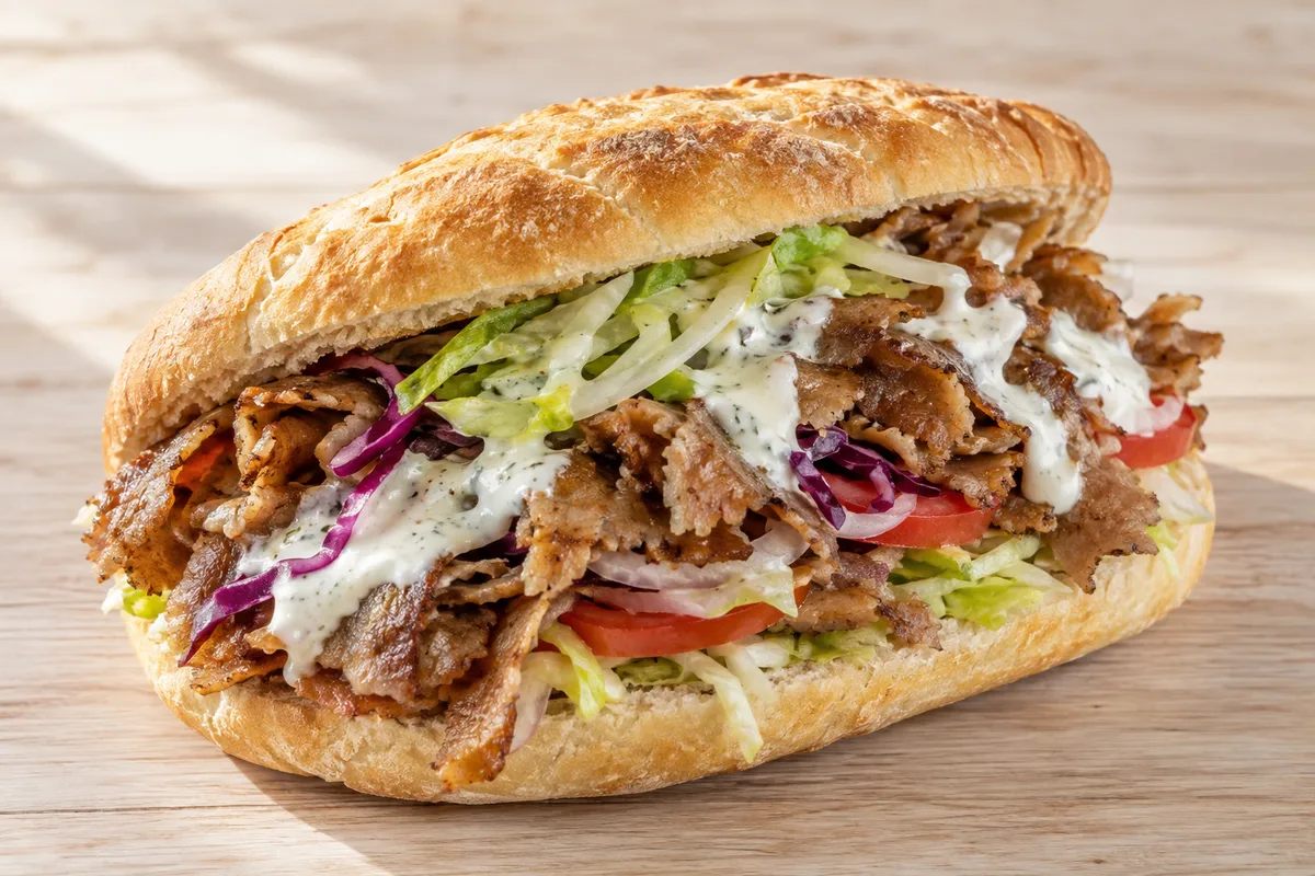 kebab w bułce z sosem — przykładowy wygląd produktu