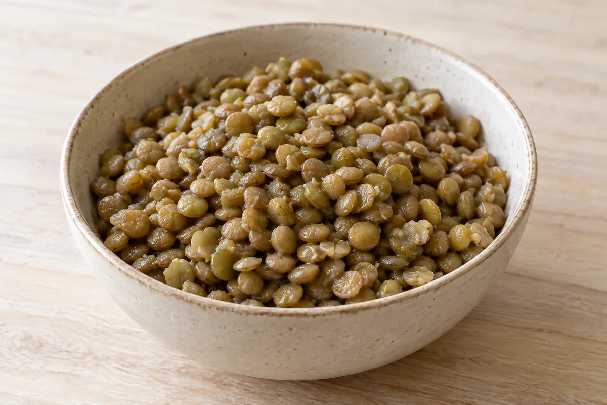 soczewica zielona gotowana — przykładowy wygląd produktu