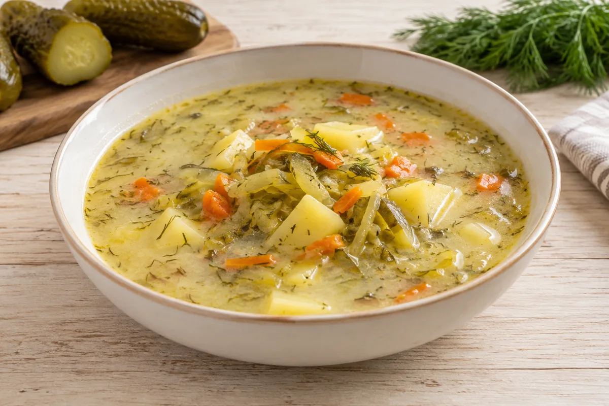 zupa ogórkowa — przykładowy wygląd produktu