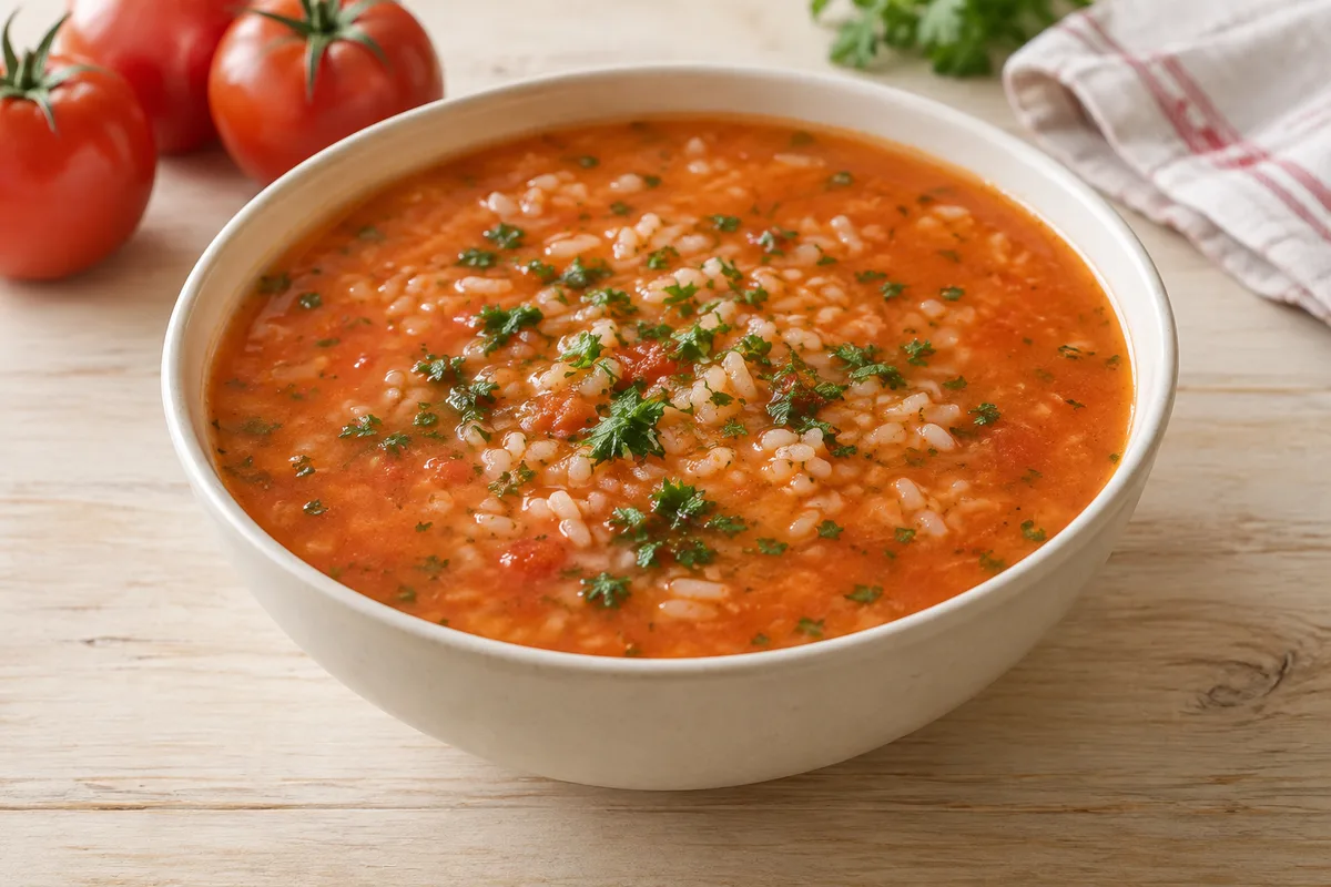 zupa pomidorowa z ryżem — przykładowy wygląd produktu